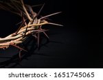 Crown Of Thorns On A Black Wooden Background