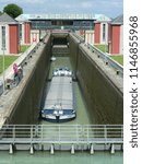 Small photo of Hanover – Anderten, Germany on June 01, 2014. The lock Anderten in Hanover-Anderten overcomes a height difference of 14.70 m between the west and the summit level of the Mittelland Canal.
