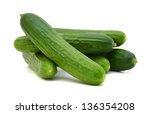 Fresh Cucumbers Isolated On...