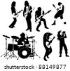 Silhouettes Of Men Dancing Rock'N'Roll. Stock Vector Illustration ...