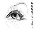 Set Pencil Drawing Eyes And Auto-Traced. Realistic Sketch. Stock Vector ...