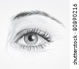 Set Pencil Drawing Eyes And Auto-Traced. Realistic Sketch. Stock Vector ...